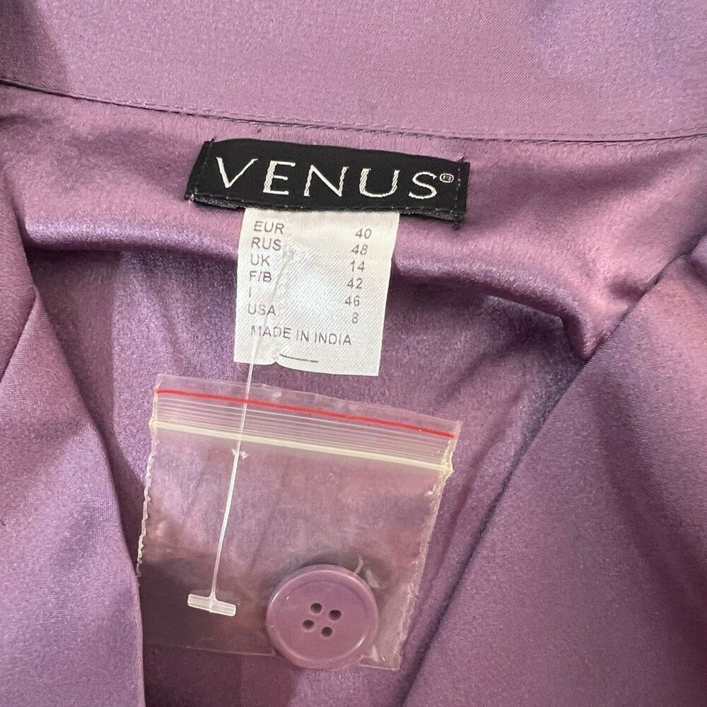 Venus Purple Collared Retro Vibe Tie Waist Short Sleeve Shirt Dress Size 8 - Picture 7 of 10